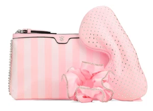 Victoria's Secret Bling Heritage custodia a righe 🌺 Scrunchie🌸 set maschera per dormire - Foto 1 di 19