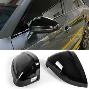For Audi B9 A4 S4 A5 S5 Gloss Black Side Door Mirror Cover Caps + Lane Assist 2X - Bild 1 von 11
