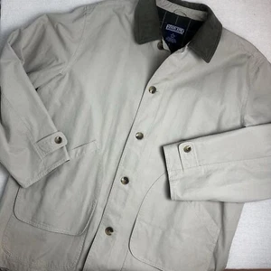 Lands’ End Men’s Size XL Tall (46-48) Barn Jacket Coat Tan Corduroy Collar Chore - Picture 1 of 15