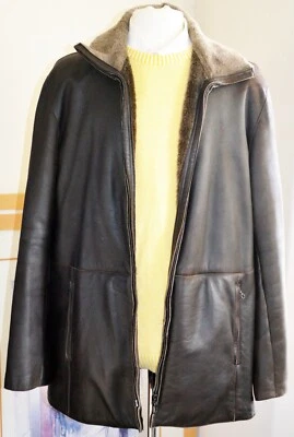 Seraphin France Mouton Shearling Leather Zipper Front Jacket/Driving Coat 54/XL - Image 1 of 4