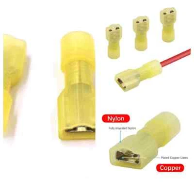 Terminal 12-10AWG Yellow Nylon Spade Female Fully Insulated Crimp Connectors - Image 1 of 4