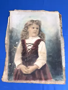 C.1885 Pastello vittoriano di giovane ragazza con anello ~ carta su tela, senza barella - Foto 1 di 8