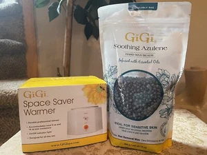 GIGI Space Saver Mini Wax Warmer & 14 Oz Soothing Azulene Wax Beads Brand New - Picture 1 of 6
