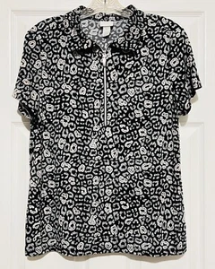 Weekends By Chico’s Damen schwarz Dewdrop Stretch Polo 1/4 Reißverschluss Größe 1 - Bild 1 von 7