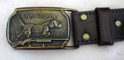 Armas Remington Escopeta Pájaro Perro Pistolas Armas de Fuego Cinturón y Hebilla en Relieve De Colección Foto 1 de 4