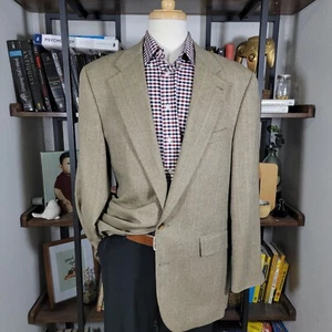 VTG Chaps Ralph Lauren Men's Sport Coat Blazer Two Button Beige Silk Wool Sz 42L - Picture 1 of 20