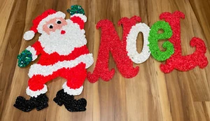 Popcorn in plastica fusa vintage decorazioni natalizie NOEL e Babbo Natale - Foto 1 di 5