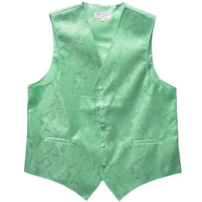 New Polyester Men Tuxedo Vest Waistcoat only Paisley Pattern aqua green wedding - Image 1 of 3
