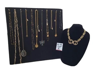 Costume Jewelry Vintage Lot 12 Necklace Charms, Chain, Beads Gold Tone & More R - Foto 1 di 24