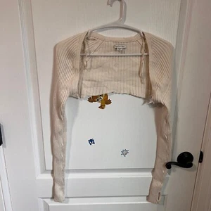 American Eagle Womens Ultra Cropped Bolero Cardigan Open Front Beige Small NEW - Picture 1 of 7