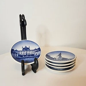 ROYAL COPENHAGAN DENMARK FREDENSBORG BLUE & WHITE MINIATURE PLATES VTG SET OF 5 - Picture 1 of 12