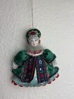 CHRISTMAS Tree Ornament Russian Doll in traditional folk costume porcelain face