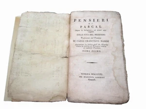 PASCAL-PENSIERI SOPRA LA RELIGIONE..COLLA VITA..VOL.I°.Venezia Andreola 1821 - Foto 1 di 5