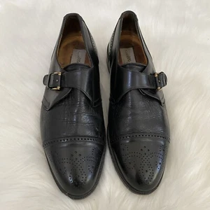 Mezlan Men's Black Upper Leather Dress Shoes Monk Strap Sz 8.5 - Picture 1 of 7