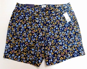 Gap Women Shorts Navy Blue Floral Size 0 & 2 Cotton Stretch Khaki 5" Inseam NEW - Picture 1 of 3