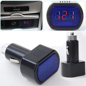 1Pc LED Car 12v 24v Battery Volt Voltage Meter Monitor Gauge Cigar Lighter Plug - Picture 1 of 8