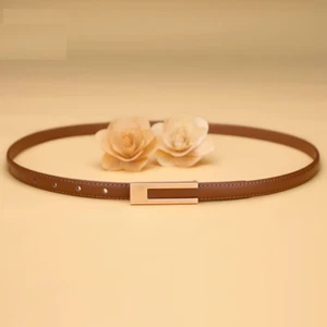 Women Korean Fashionable PU Leather Thin Waist Strap Metal Accessories Basic Bel - Picture 1 of 13