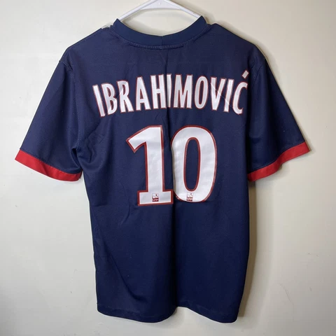 PARIS SAINT-GERMAIN 2013-14 HOME KIT IBRAHIMOVIC 10 FOOTBALL JERSEY NIKE Sz M Cover