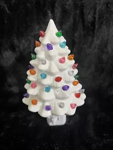 Ceramic Christmas Tree Night Light White Tree Multicolor Lights 6.5" New in Box - Picture 1 of 10