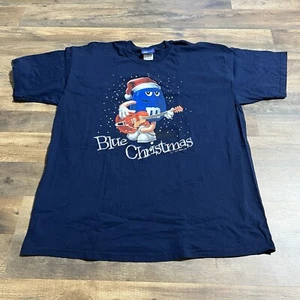 Vintage M&M's Blue Christmas Holiday Christmas T-Shirt Mens Adult Size XL - Picture 1 of 6