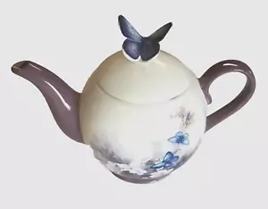 Elegant Teapot Lena Licl "Blossoms and Butterfly" Teleflora Gift Blue Butterfly - Picture 1 of 11