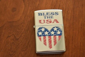 ZIPPO Lighter, "Born in the USA", Patriotic, Chrome, 2001, New, Sealed, M1312 - Picture 1 of 5