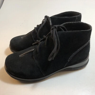 Drew Women Krista Lace Up Boots Black Suede Comfort Sz 7.5 WW Chukka Orthopedic - Image 1 of 4
