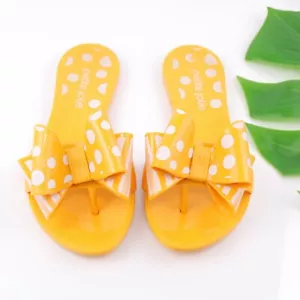 Petite Jolie Florence Damensandale Größe 6 gelb Gelee Slide große Schleifen Tupfen Tupfen gepunkteter Tupfen - Bild 1 von 12
