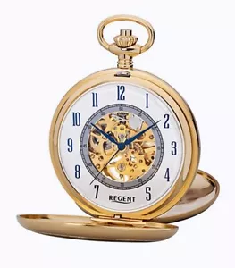 Mechanische Regent P-706 Taschenuhr TEMPUS FUGIT + Kette UVP 178,00 EUR NEU - Picture 1 of 5