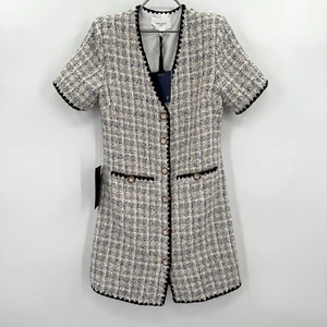 Abito donna Pomander Place by Tuckernuck bianco tweed Josephine taglia M nuovo con etichette - Foto 1 di 7