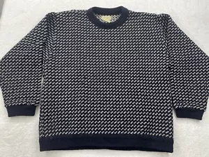 Vintage L.L. Bean Fisherman Birdseye Sweater Size XL Navy Blue Made in Norway - Picture 1 of 16