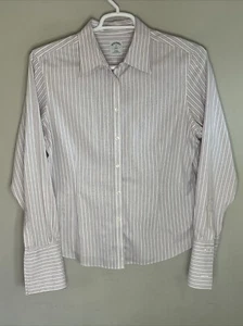 Brooks Brothers 346 camicia elegante uomo 16 aderente manica lunga bottoni rosa righe - Foto 1 di 5