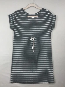 Motherhood Dress Women's Size Medium Black & White Striped Adjustable Waist SS - Picture 1 of 12