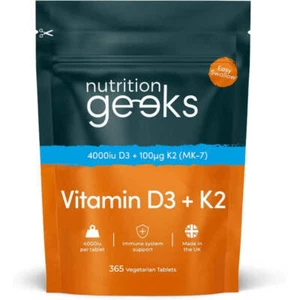 Nutrition Geeks Vitamin D3 4000iu + Vitamin K2 (MK7), 12 months supply (365 tabl - Picture 1 of 5
