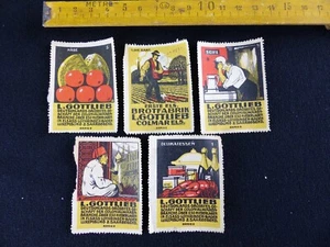 Lot de 5 timbres vignettes publicité L. GOTTLIEB COLMAR SAARGEGEND Reklamemarke - Imagen 1 de 4