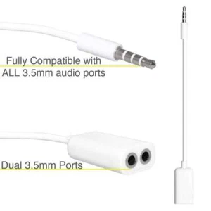 3.5mm Stereo Audio Y Splitter Male AUX to Dual Female Cable Adapter For Earphone - Picture 1 of 5