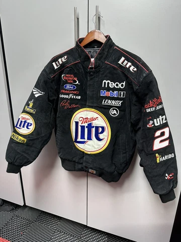 Vintage Rusty Wallace Chase Authentics Miller Lite Medium Jacket Coat NASCAR Cover