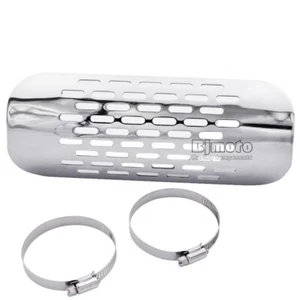 Universal Chrome Motorcycle Exhaust Muffler Pipe Heat Shield Cover Guard - Bild 1 von 8
