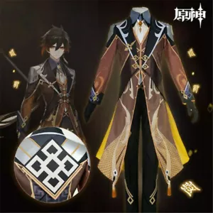 Genshin Impact Zhongli Liyue Harbor Costume Full Set Outfit Cosplay Fancy Dres - Picture 1 of 9