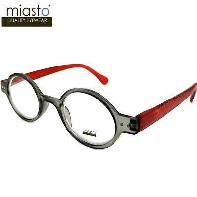 (2 PARES) GAFAS DE LECTURA MIASTO "CIAO" PEQUEÑAS REDONDAS OAVL +3,75 GRIS OSCURO/ROJO Foto 1 de 3