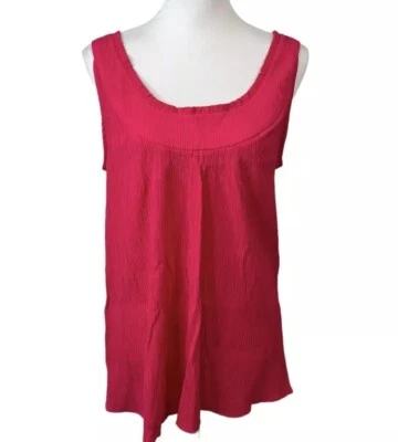 Blusa Jaclyn Smith Talla Grande XXL Rosa Sin Mangas Volantes Plisado Capas Top Foto 1 de 4