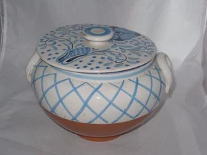 Bellini Italy Tureen Bowl w/ Lid Handles Blue Flowers - Picture 1 of 1