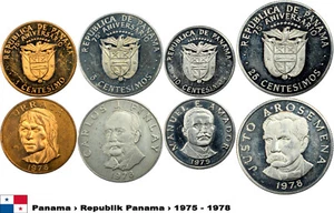 KMS Panama  _1975 - 1978_ LOT (1 Centesimo - 25 Centesimo) Gedenkmünzen - selten - Picture 1 of 1