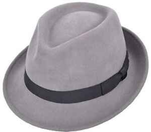 Elegant 100% Wool Trilby Hat Waterproof & Crushable Handmade With Grosgrain Band