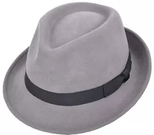 Elegant 100% Wool Trilby Hat Waterproof & Crushable Handmade With Grosgrain Band - Picture 1 of 19