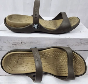 Crocs Double Strap, Slip On, Open Toe in Brown/Light Brown, Women's Size 9 - Picture 1 of 6