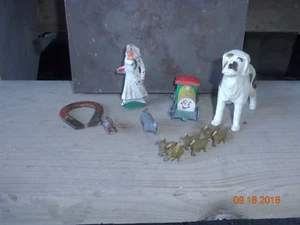 Antigua enfermera/doncella de hierro fundido, oveja, cerdo, 6 caballos de carruaje y Pla vintage - Imagen 1 de 9