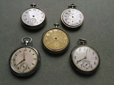 Lot pocket mechanic watches(L’alouette, Ancre, etc) for parts or restoration - Image 1 of 4
