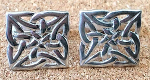 Genuine 925 Sterling Silver 17mm Square Shape Celtic Knot Design Cufflinks - Picture 1 of 9
