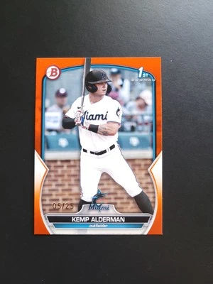 Kemp Alderman 2023 Bowman Draft 1st Orange Paralllel /99 Marlins #BD-123 - Image 1 of 4